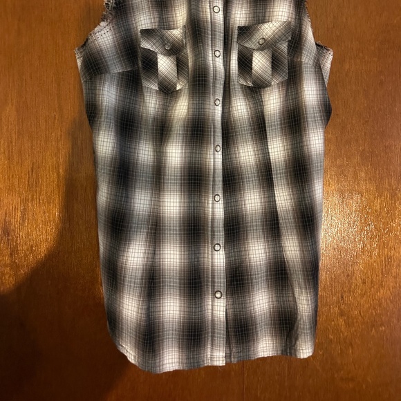 Ladies Guess Plaid Snap Down Western Blouse M - Picture 3 of 7